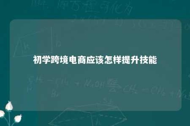 初学跨境电商应该怎样提升技能 怎么学好跨境电商